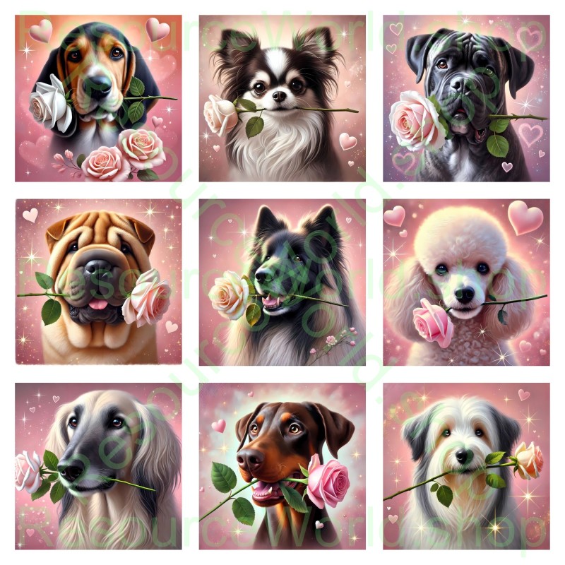 Puppy Love Blooms: 19 Romantic Dog Portraits in 8K JPEG