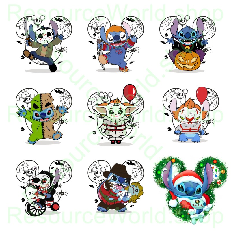 Spooky Stitch Ears: 10 Halloween-Themed Mouse Head PNGs in 4K