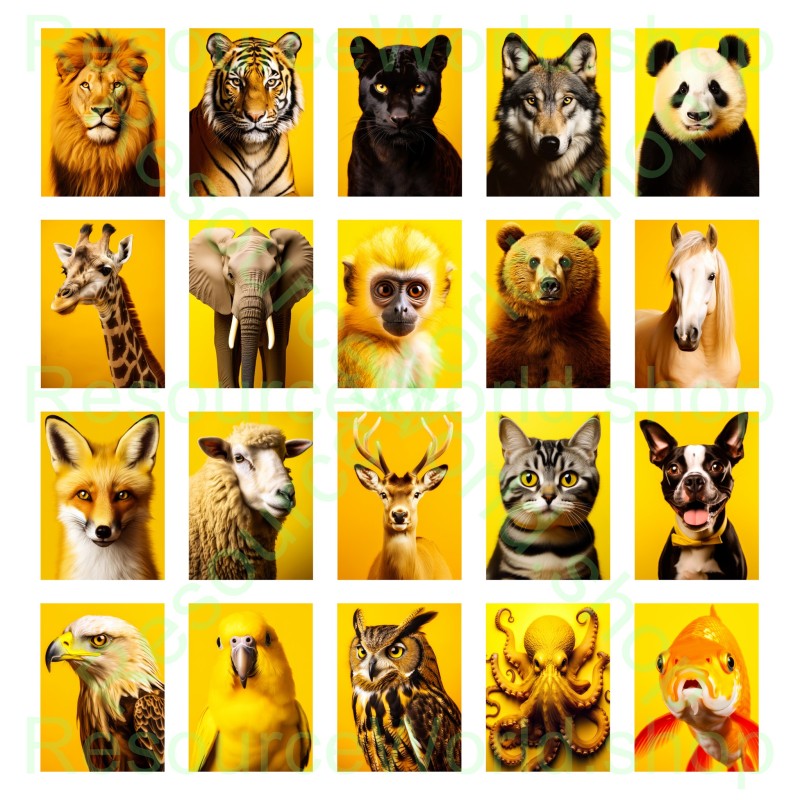 Sunburst Safari: 20 Vibrant Animal Portraits in 8K Splendor