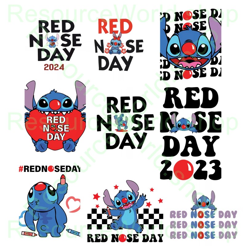 Stitch’s Red Nose Day Cheer: 8 Festive 4K PNG Graphics