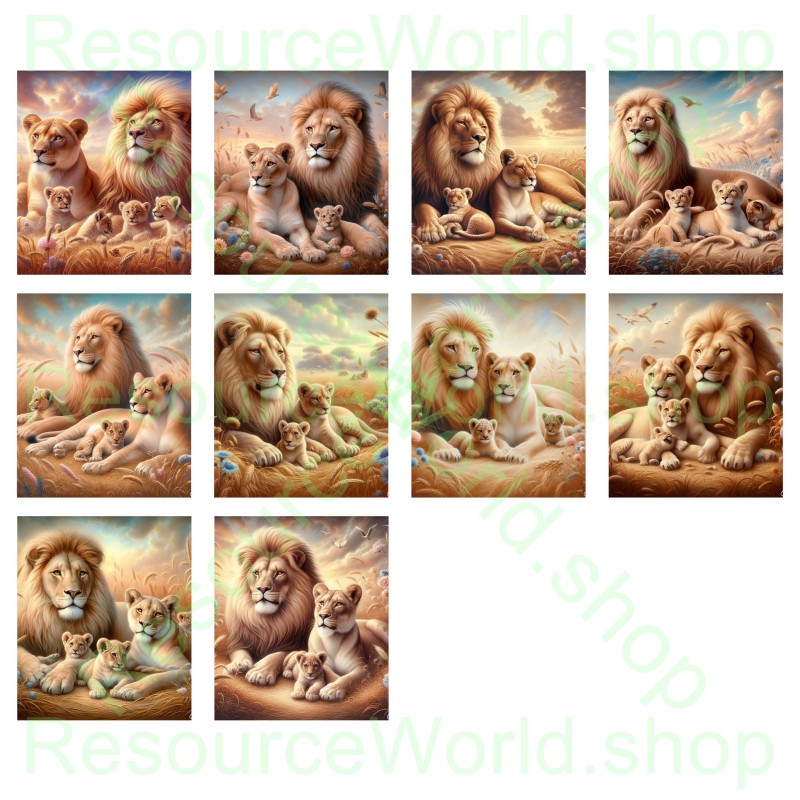 Golden Savannah Pride: 10 Regal Lion Family Scenes in 4K