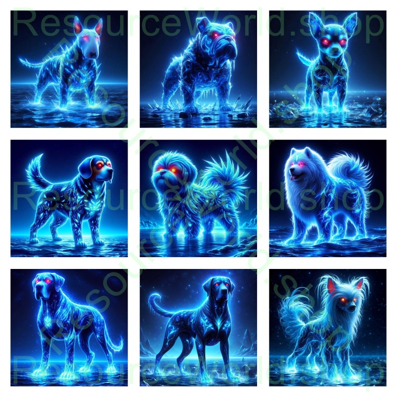 Neon Night Hounds: 48 Electrifying Animal Portraits in 4K