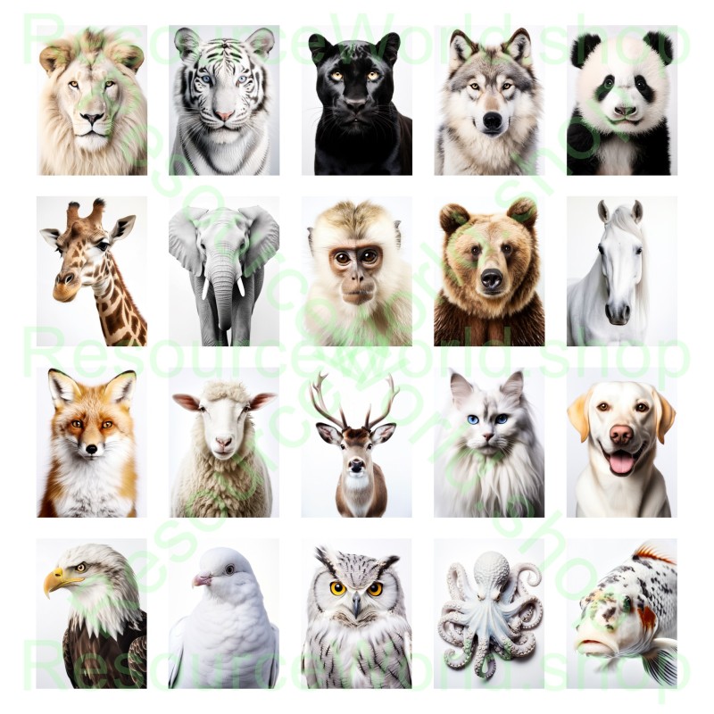 Ivory Elegance: 20 Exquisite Animal Portraits in 8K Detail