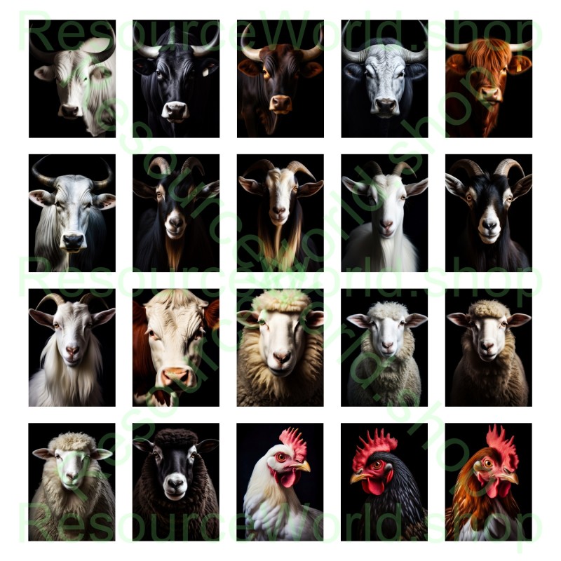 Farmyard Splendor: 50 Regal Livestock Portraits in 8K Resolution